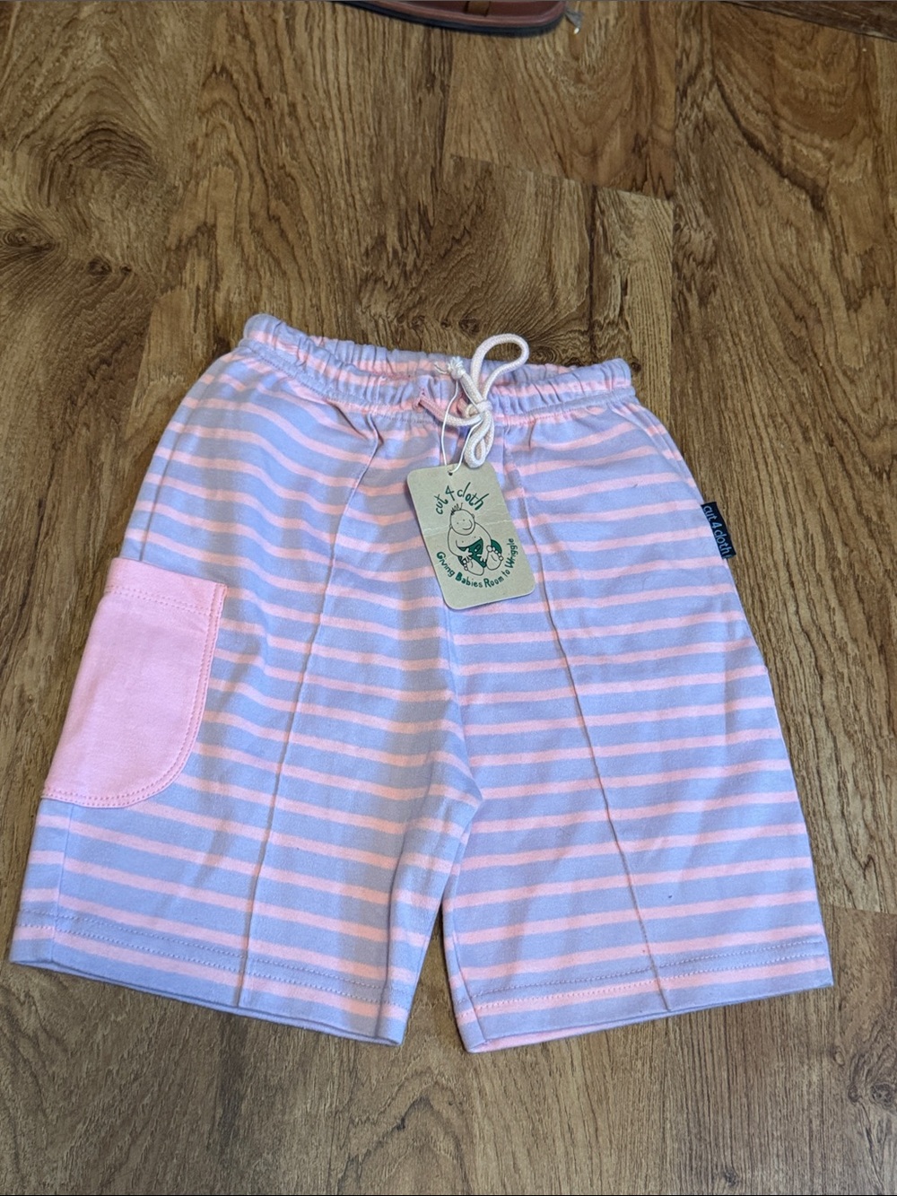 Cut 4 Cloth 100% Organic Cotton Knit Pink Lavender Stripe Shorts 3-4 y - NWT